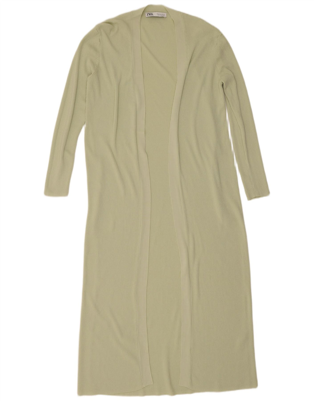 Maglione cardigan aperto lungo da donna Zara UK 14 Viscosa verde medio