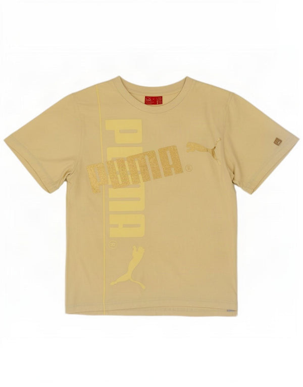 T-shirt grafica da donna Puma Top UK 14 cotone giallo medio