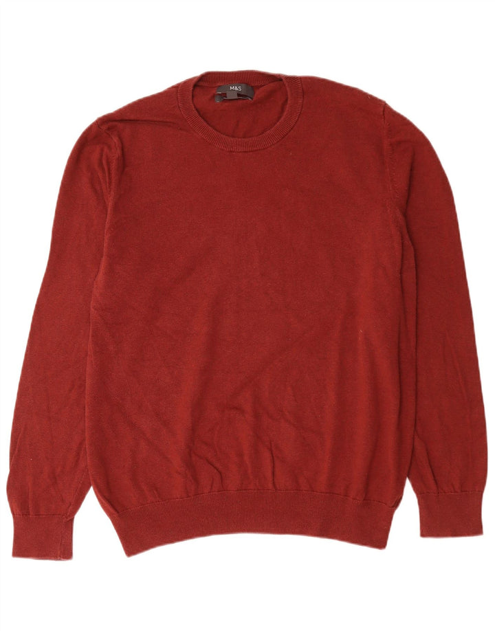 Maglione maglione girocollo da uomo Marks & Spencer grande cotone bordeaux