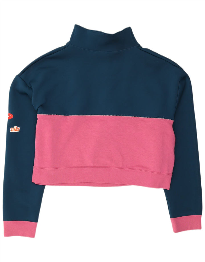 Felpa con grafica Nike da donna, maglione UK 16, grande, blu navy, color block