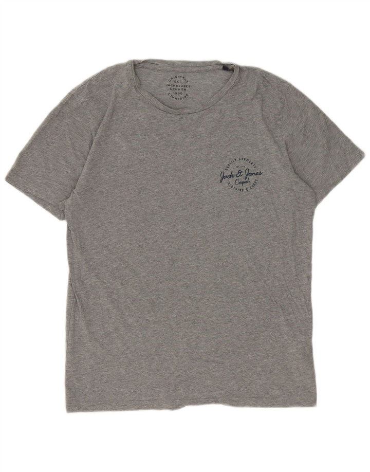 Jack & Jones T-shirt da uomo Top grande in cotone chiazzato grigio