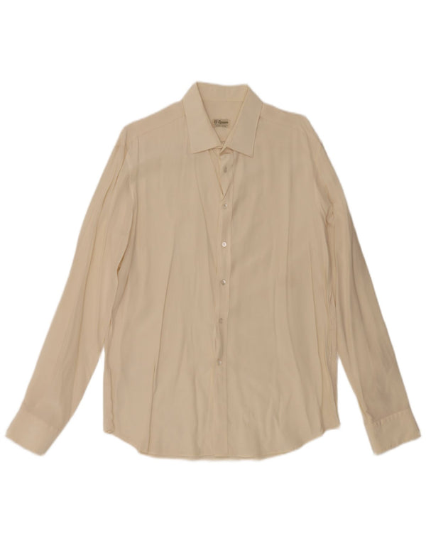 Camicia da uomo Epsom in seta bianco sporco medio