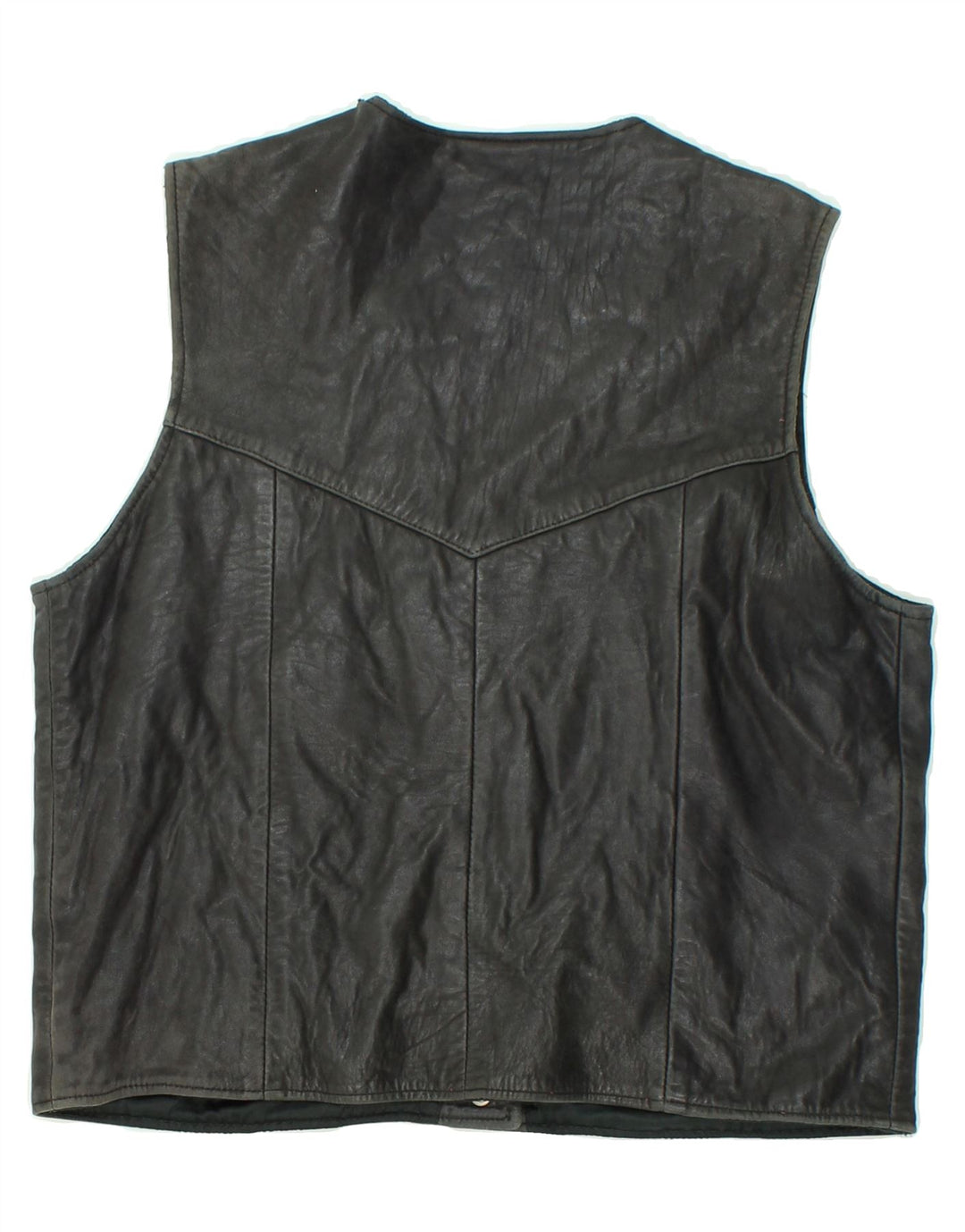 Gilet in pelle da donna VINTAGE UK 14 grande nero