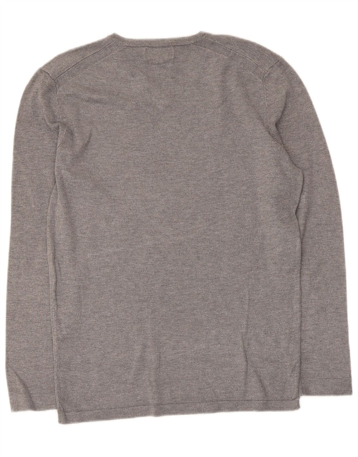 Maglione Zara da uomo con scollo a V piccolo in viscosa grigia