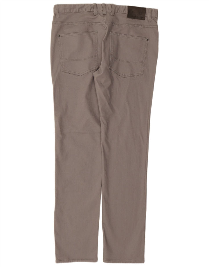 Pantaloni casual dritti da uomo Ted Baker W34 L32 cotone grigio