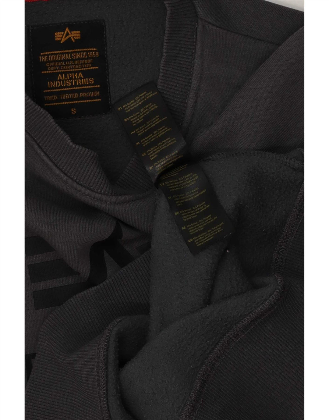 Felpa grafica da uomo Alpha Industries, piccola, in cotone grigio