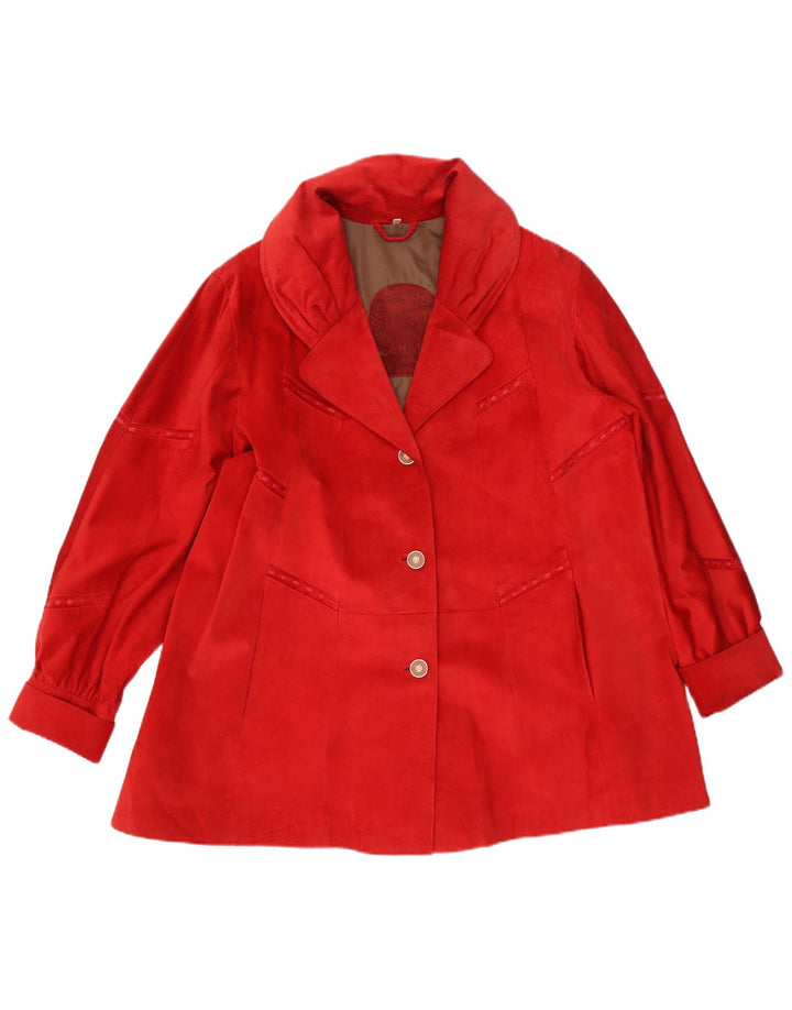 Soprabito oversize in pelle scamosciata oversize da donna AMGE EU 42 Large in pelle rossa