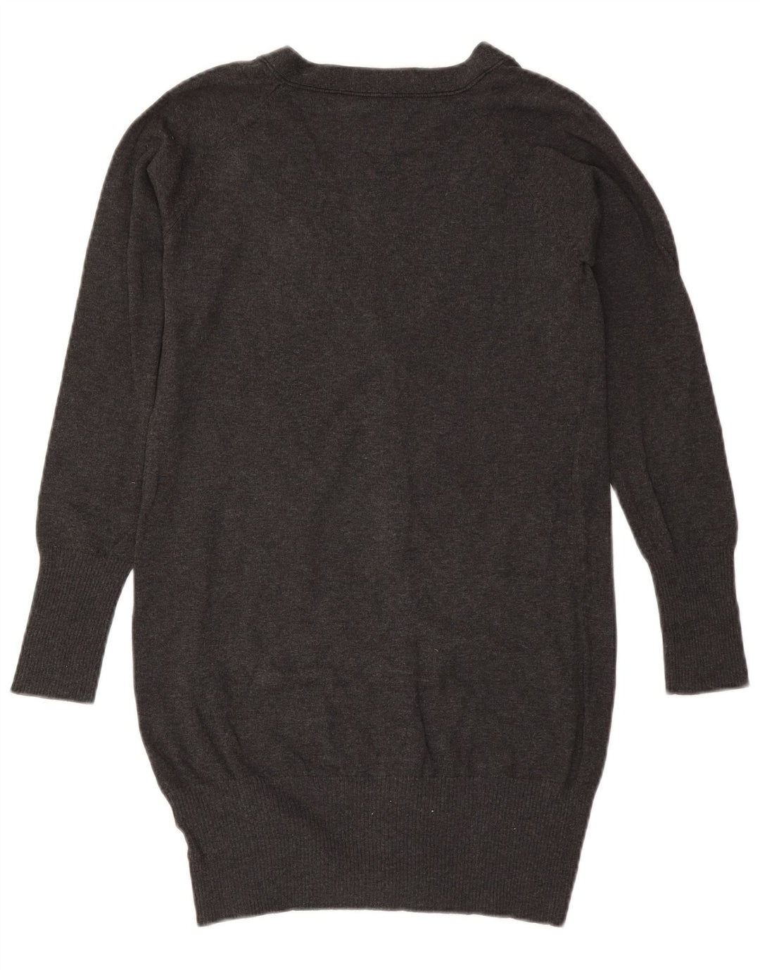 Maglione cardigan lungo da donna ZARA UK 14 grande cotone grigio