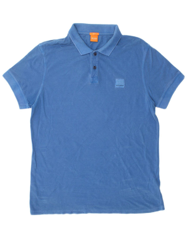 Hugo Boss Mens Slim Fit Polo Shirt XL Blue Cotton