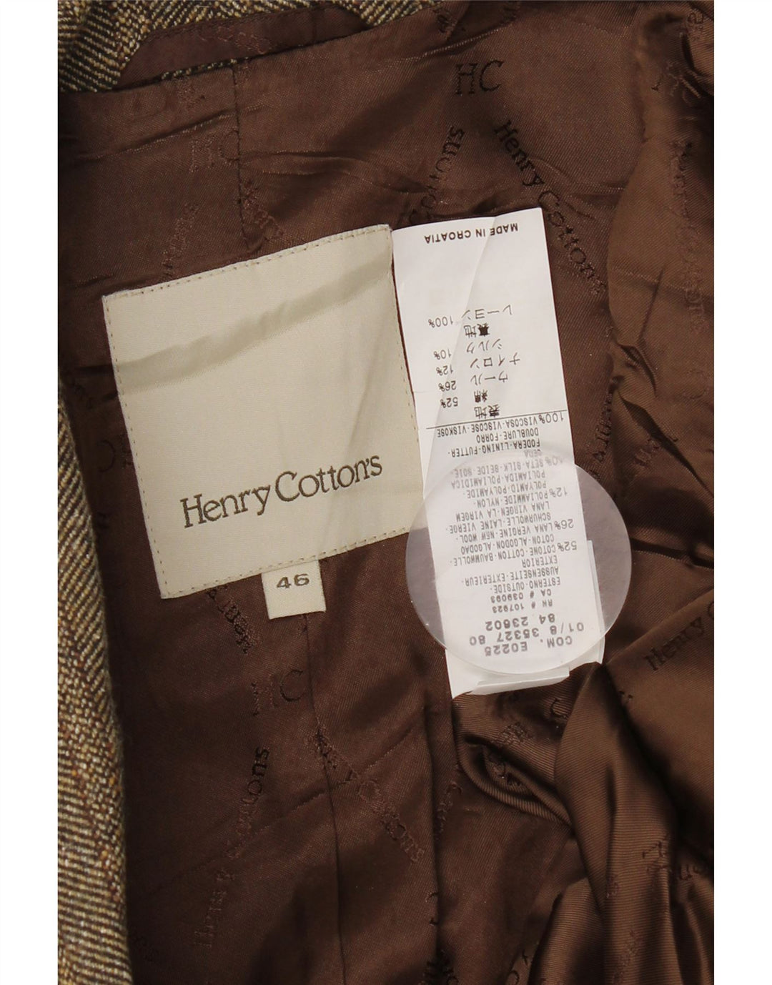 Giacca blazer a 2 bottoni da donna Henry's IT 46 grande spina di pesce marrone