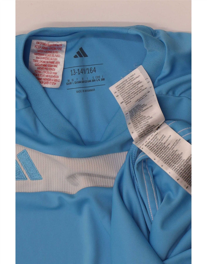Maglietta Adidas da ragazzo, 13-14 anni, in poliestere color block blu