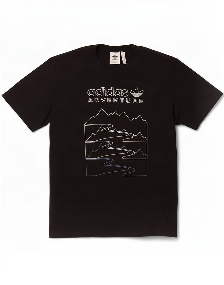 T-shirt grafica da uomo Adidas Top piccola in cotone nero