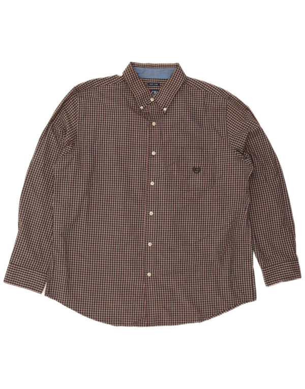 Camicia da uomo Chaps XL in cotone a quadri marrone
