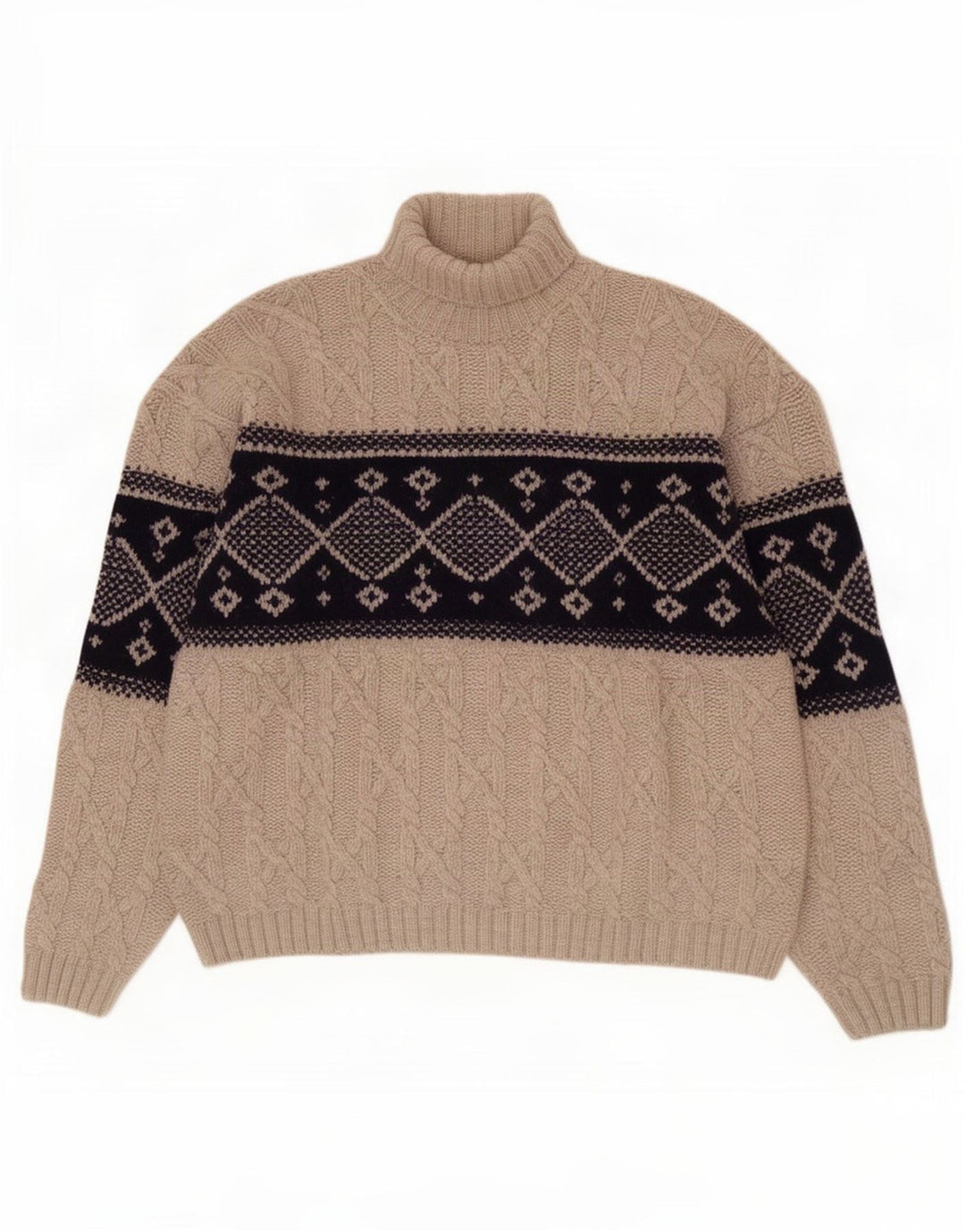 Maglione da uomo a collo alto Ocean Star IT 50 Lana geometrica grigio medio