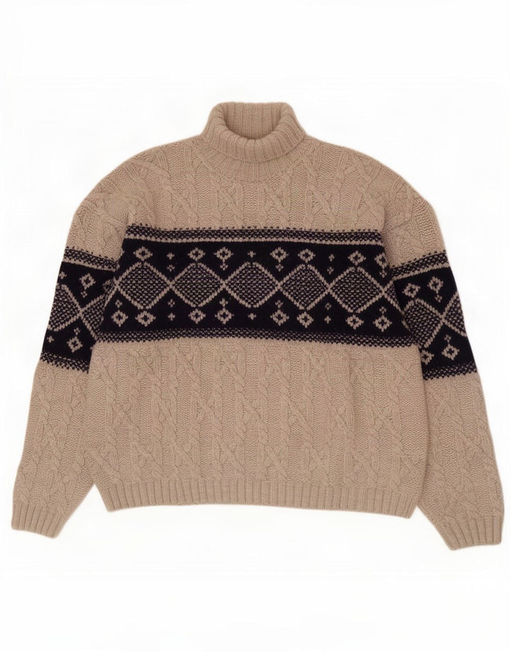Maglione da uomo a collo alto Ocean Star IT 50 Lana geometrica grigio medio