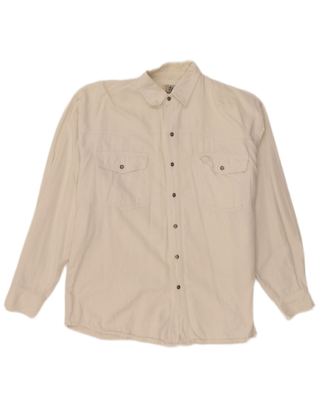 Comunque camicia di jeans da uomo grande in cotone bianco sporco