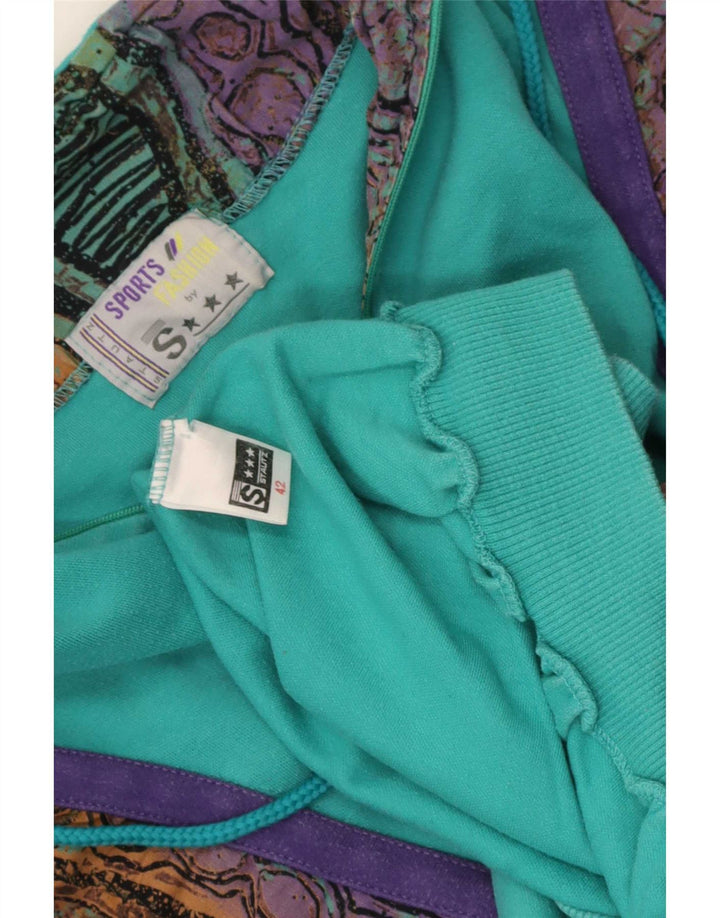 Felpa vintage da donna con motivo astratto IT 42 Blu medio