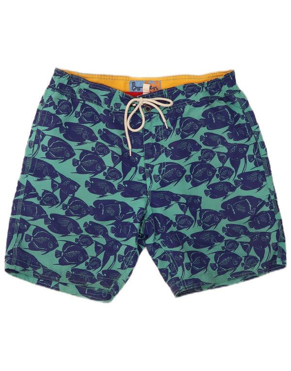 Pantaloncini da bagno Boden da uomo con motivo astratto, poliestere blu medio