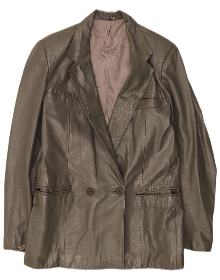 Giacca blazer doppiopetto vintage da donna UK 14 verde medio