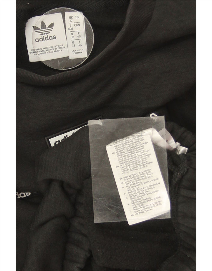 ADIDAS Womens Crop Graphic Sweatshirt Jumper UK 12 Medium Black Cotton Vintage Adidas and Second-Hand Adidas from Messina Hembry 