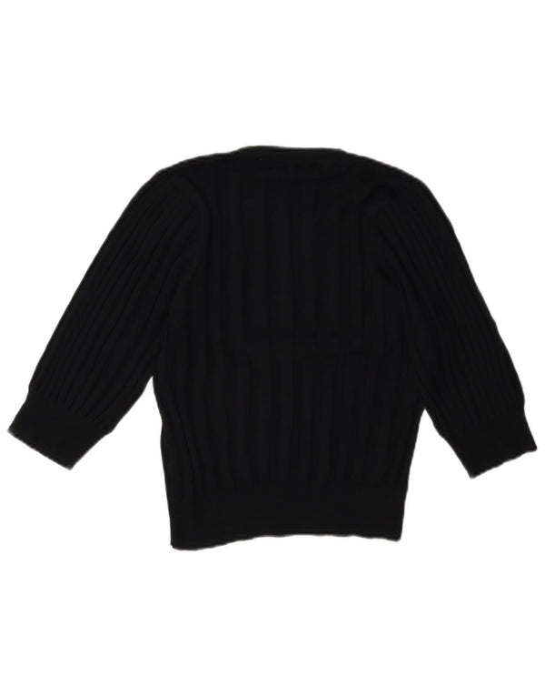 Maglione corto con scollo a V e maniche a 3/4 da donna Zara UK 10 piccolo in viscosa nera