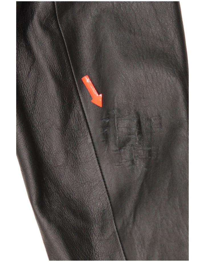 Cappotto in pelle vintage da uomo IT 50 grande in pelle nera