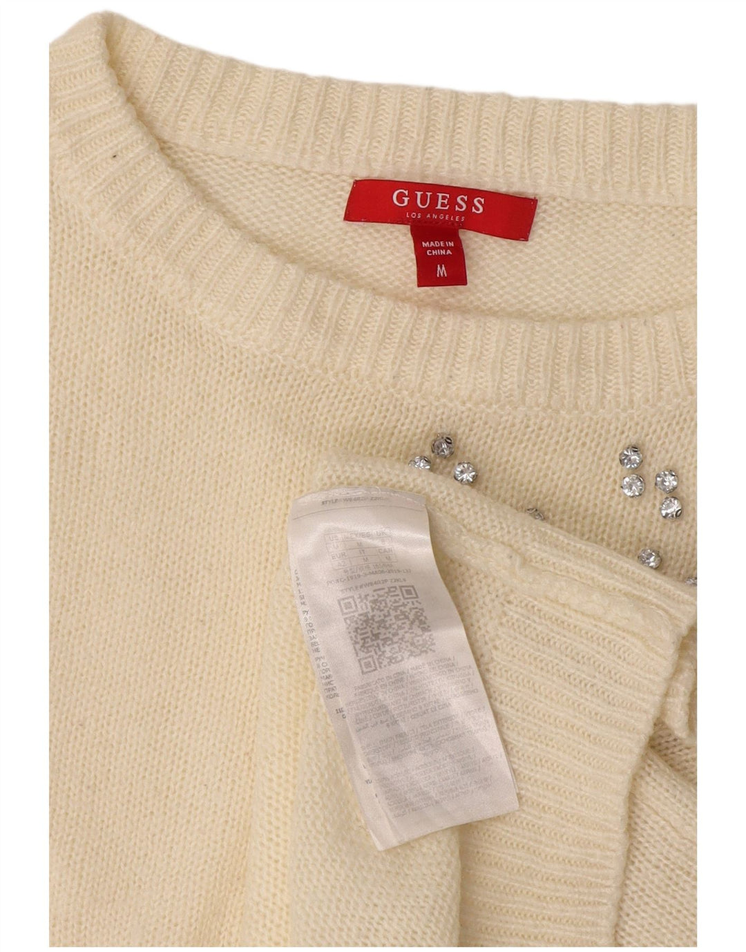 Maglione maglione da donna con scollo a barca Guess UK 14 acrilico bianco medio
