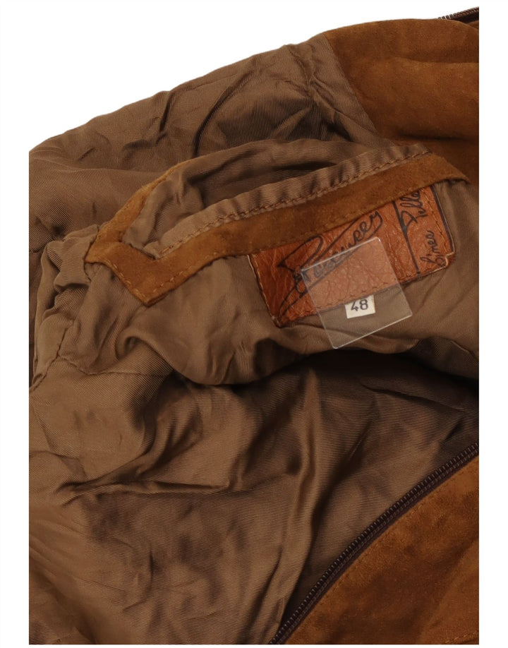 Giacca vintage in pelle scamosciata da uomo IT 48 Marrone medio