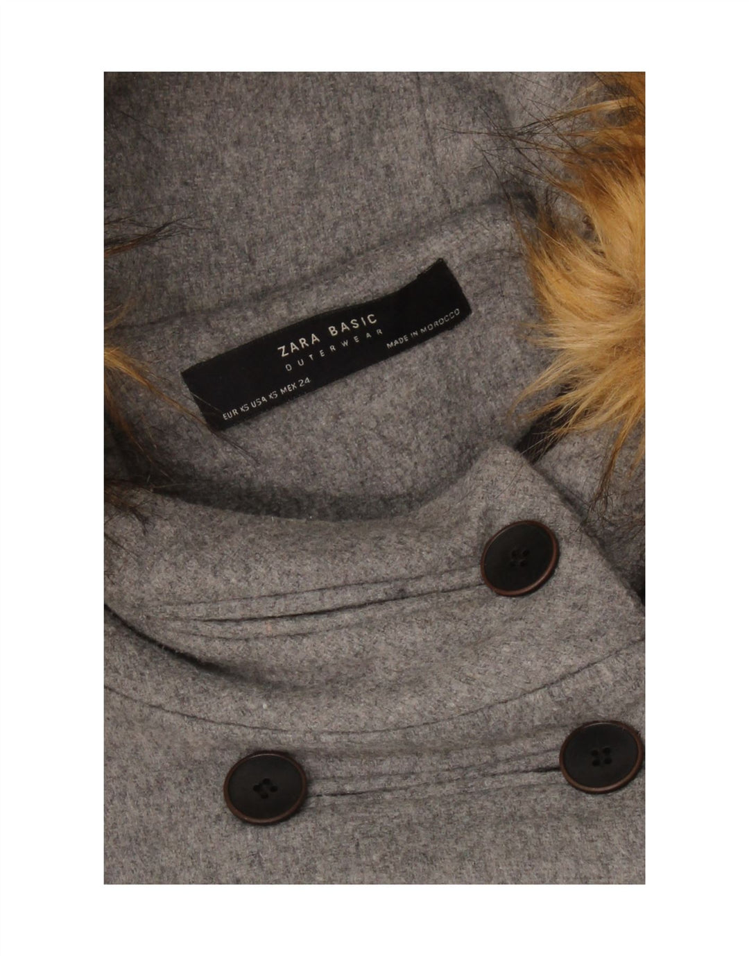 Cappotto doppiopetto con cappuccio da donna Zara UK 6 XS Grigio