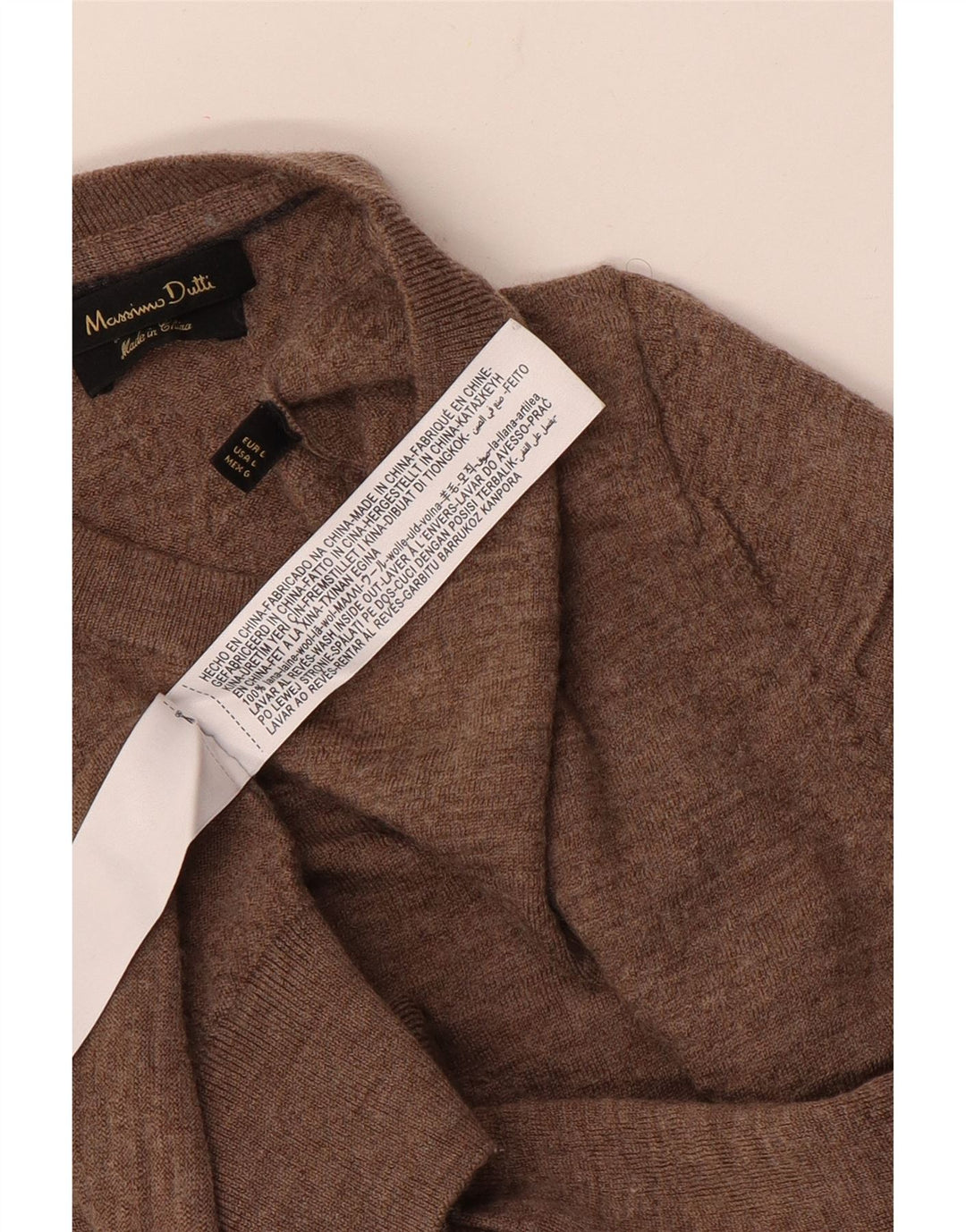 Maglione maglione girocollo da donna Massimo Dutti UK 14 grande lana marrone