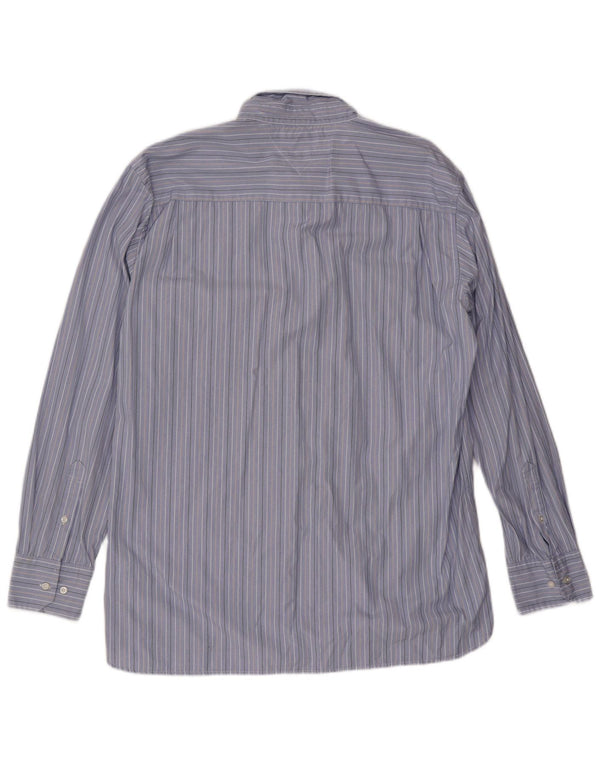 Camicia da uomo su misura Tommy Hilfiger XL blu gessato in cotone anni '80