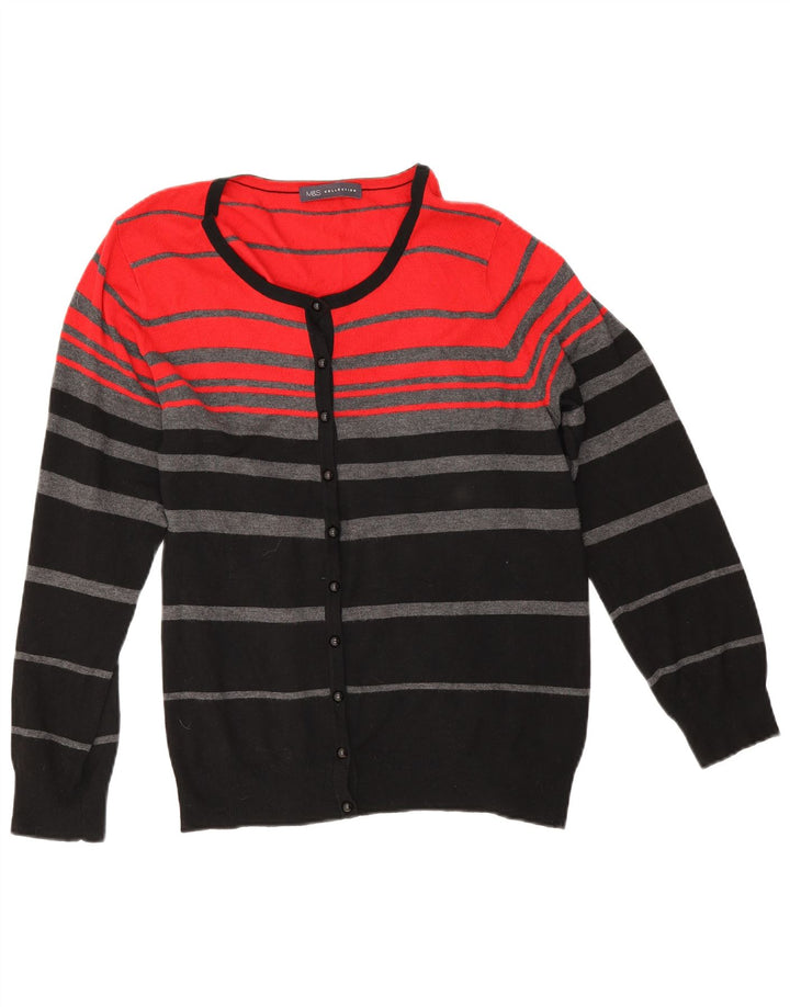 Maglione cardigan da donna Marks & Spencer UK 16 Viscosa a righe rosse grandi