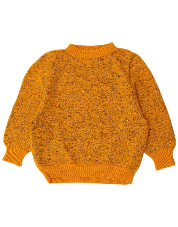 Maglione maglione vintage da donna con collo dolcevita UK 16 grande giallo screziato