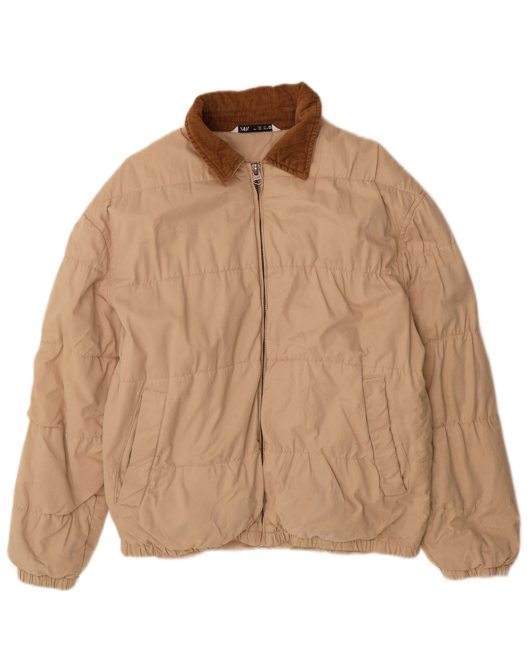 Giubbotto bomber da uomo Zara UK 40 Large Beige Colourblock Poliestere