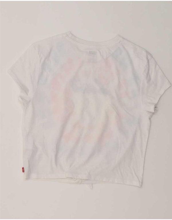 T-shirt Levi's per ragazze con grafica con allacciatura frontale, 14-15 anni, in cotone tinto bianco