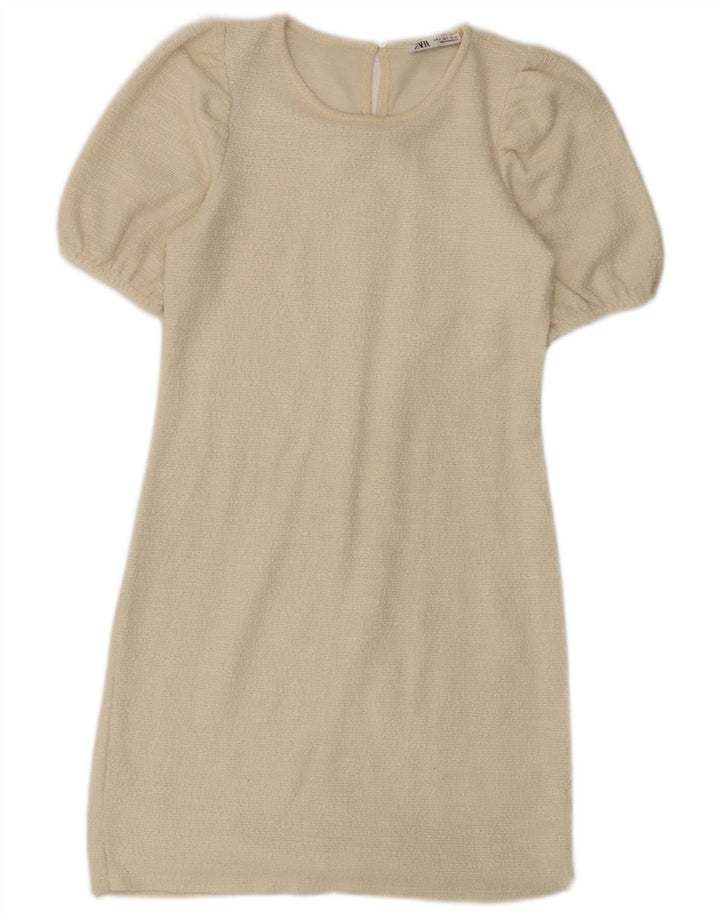 Abito tubino Zara da donna UK 8 piccolo in cotone bianco sporco