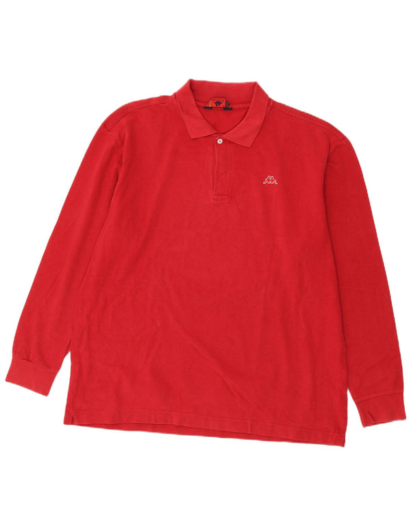 Polo Kappa da uomo a maniche lunghe 2XL in cotone rosso