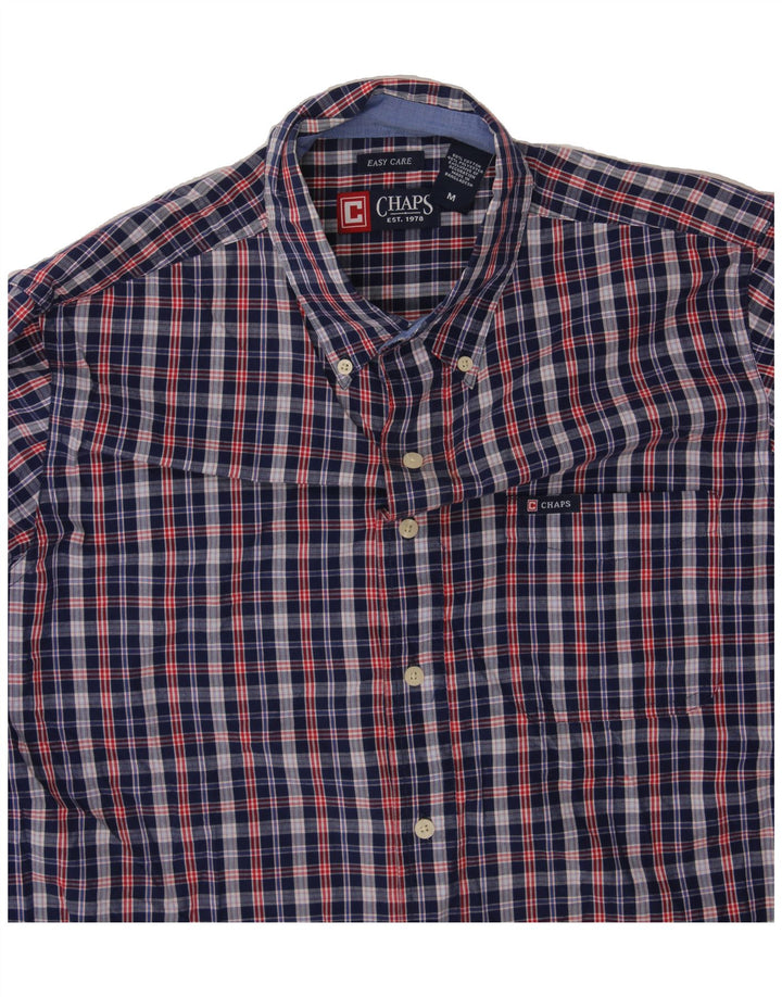 CHAPS Mens Easy Care Shirt Medium Navy Blue Check Cotton Vintage Chaps and Second-Hand Chaps from Messina Hembry 
