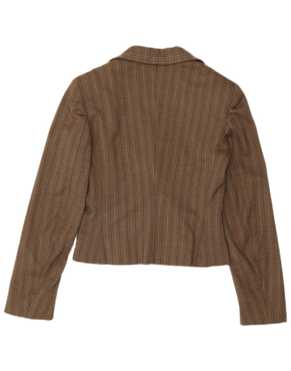 Max & Co. Giacca blazer da donna a 2 bottoni UK 10 piccola a righe marroni