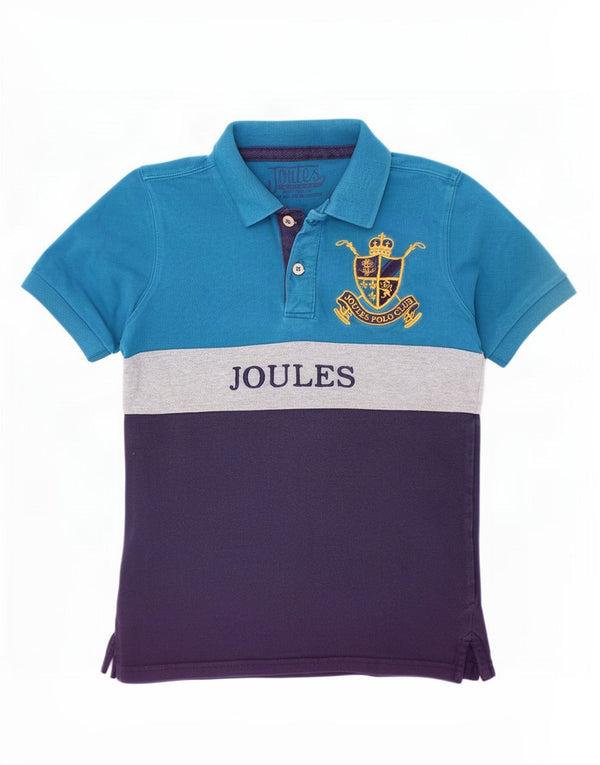 Polo grafica per ragazzi Joules 9-10 anni in cotone color block blu