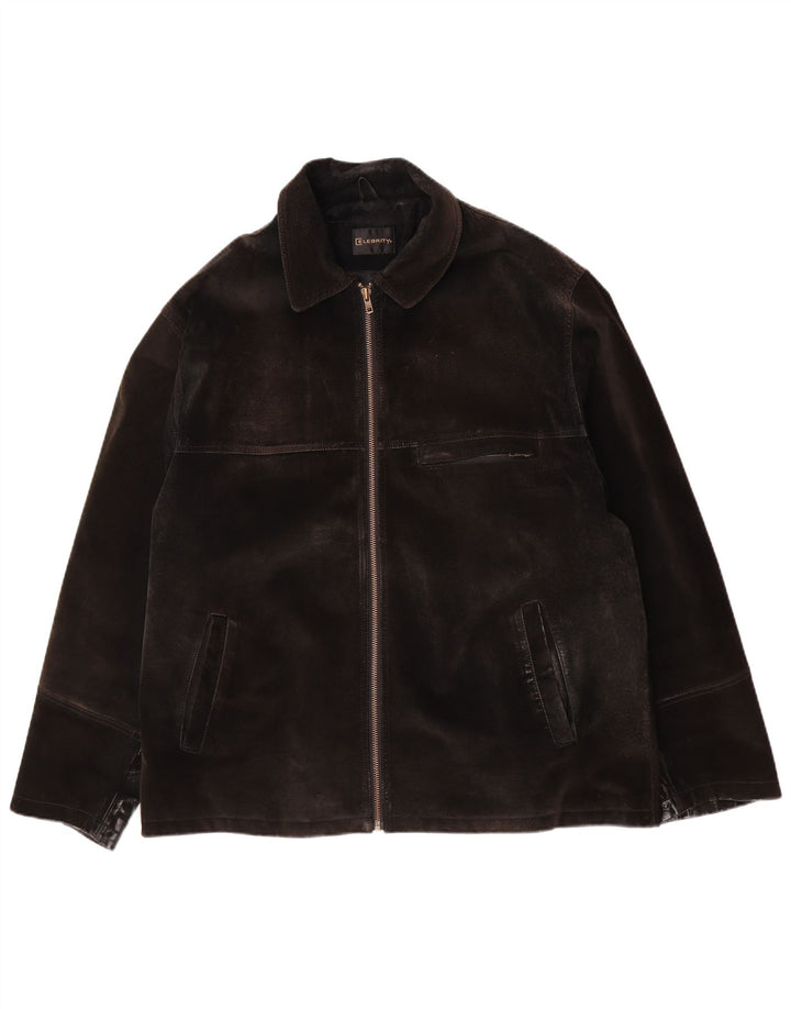 Giacca vintage in pelle scamosciata da uomo UK 42 XL in pelle marrone