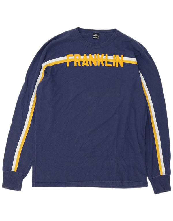Franklin & Marshall Mens Graphic Top Long Sleeve XL Navy Blue Colourblock