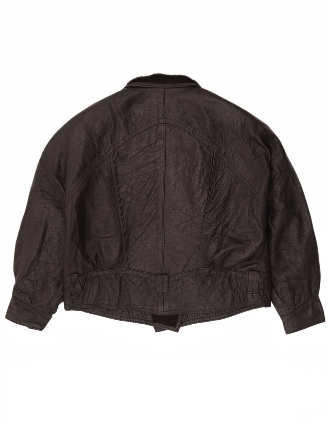 Giacca in pelle vintage da donna UK 14 grande nera