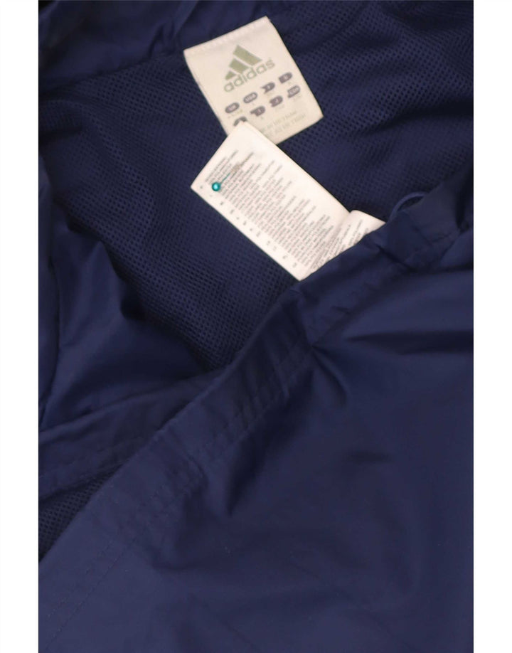 Giacca antipioggia Adidas da uomo con cappuccio grafico UK 44/46 Large blu navy in poliammide