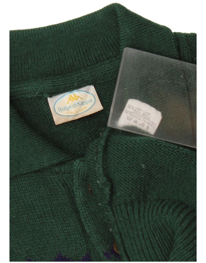 KAPPA Maglione da uomo con collo alto in lana geometrica verde medio