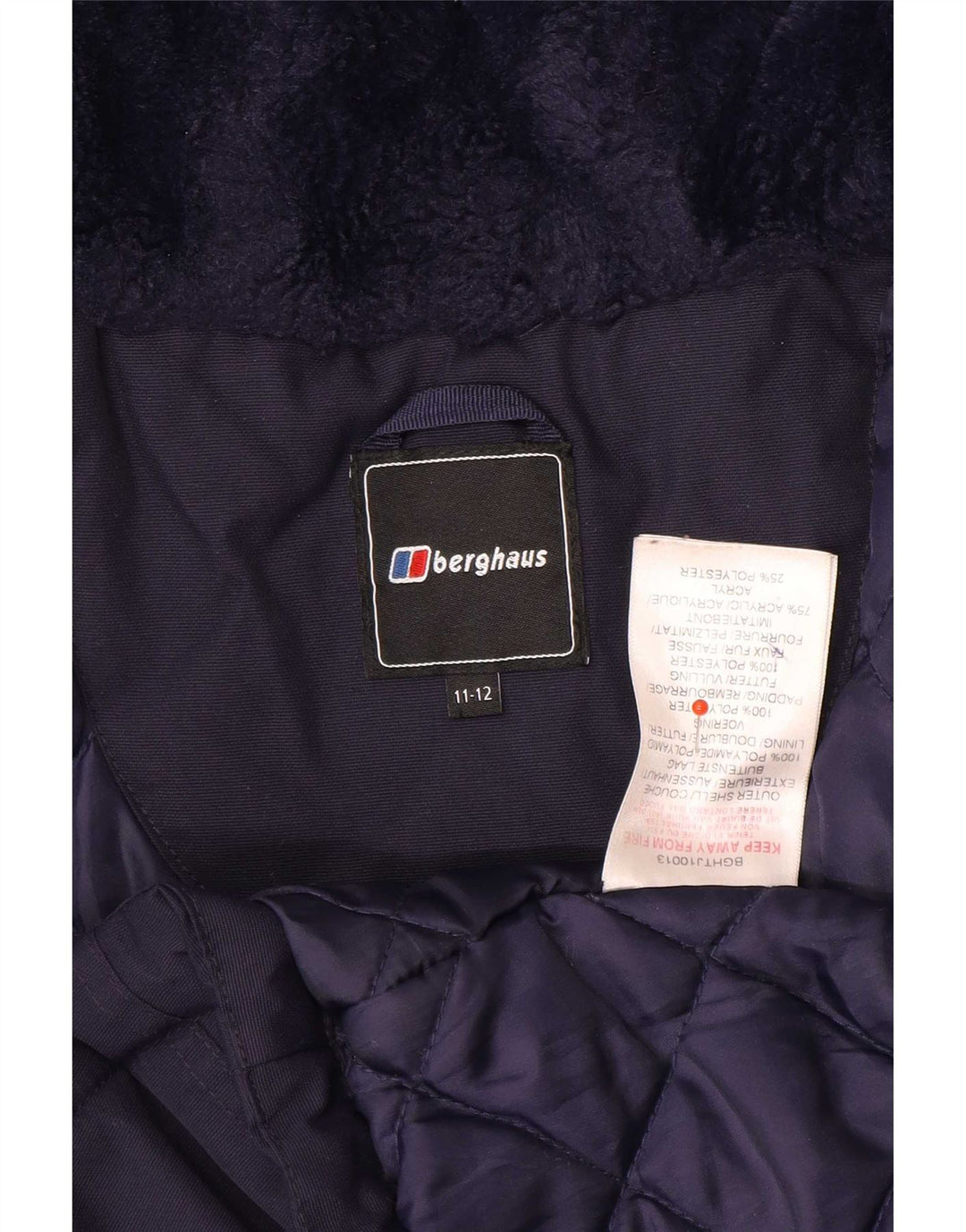 Giacca Parka con cappuccio per ragazzi Berghaus 11-12 anni blu navy in poliammide
