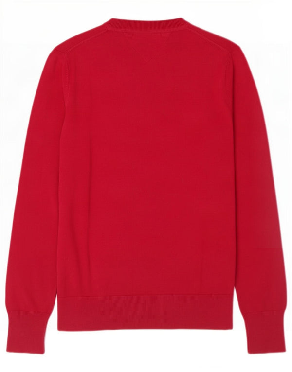 Maglione maglione con scollo a V da donna Tommy Hilfiger UK 10 piccolo cotone rosa