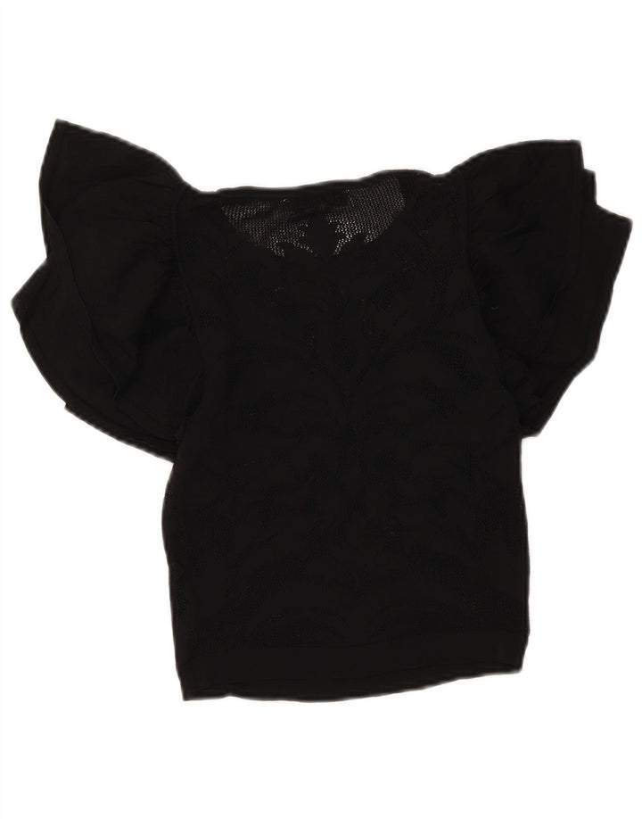 Top corto in maglia Zara da donna, taglia UK 8, piccolo, nero
