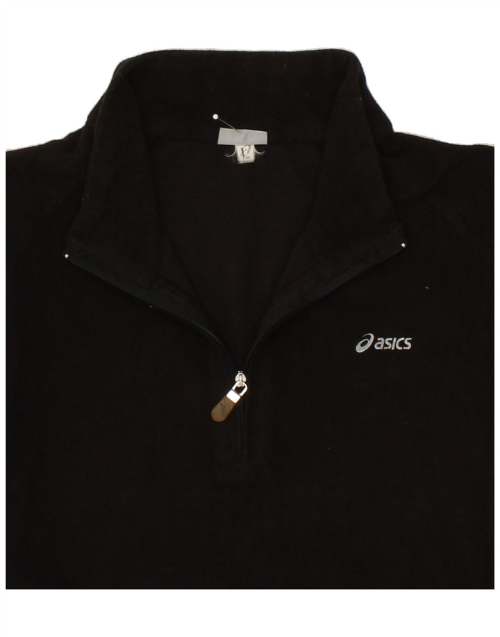 ASICS Womens Zip Neck Fleece Jumper UK 16 Large Black Polyester Vintage Asics and Second-Hand Asics from Messina Hembry 