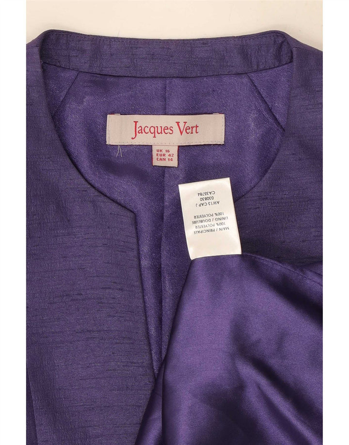 Giacca blazer da donna a 1 bottone con maniche a 3/4 Jacques Vert UK 16 grande viola